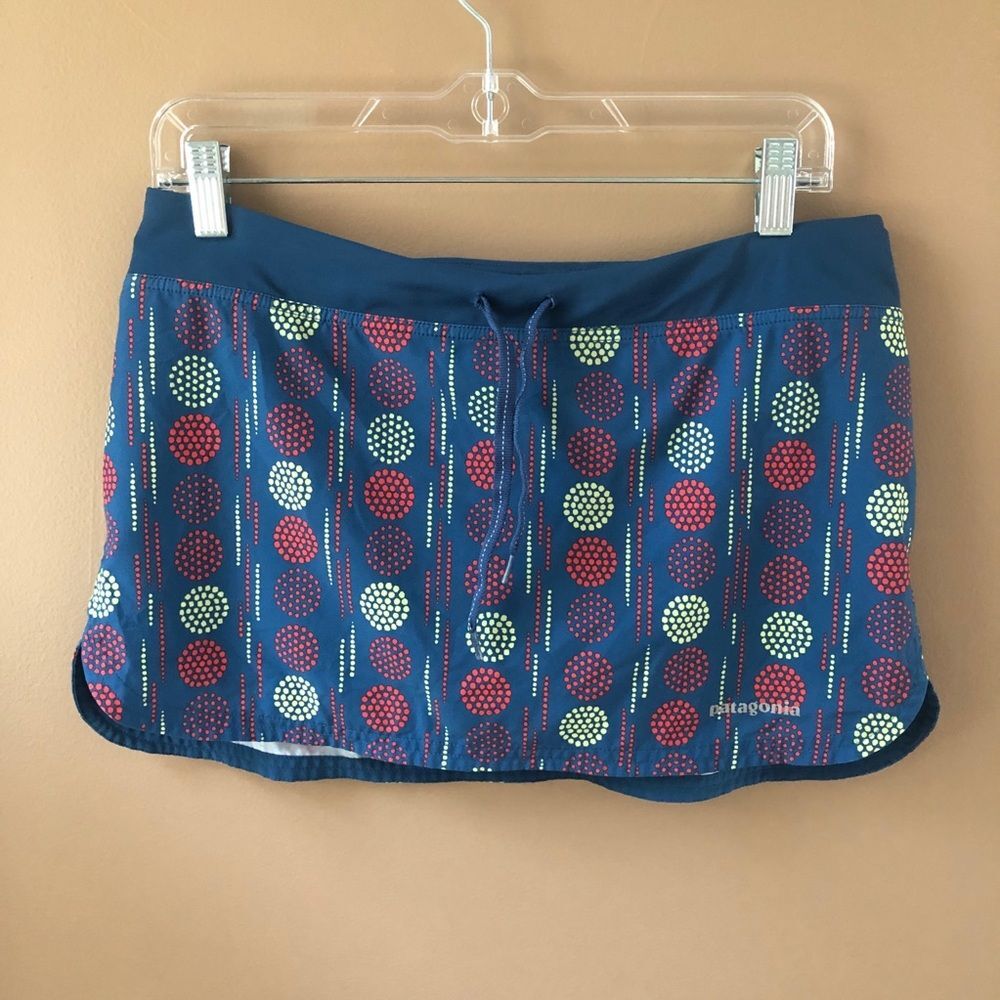 Patagonia Blue Polka Dot Skort with Red & White Accents